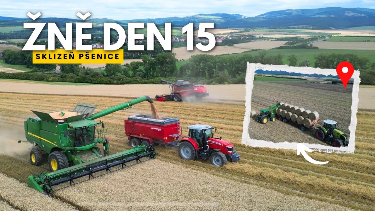 Žně Den 15: Z kopce do kopce – pohodová sklizeň a úklid balíků 🌾🚜John Deere s770i & Massey Ferguson