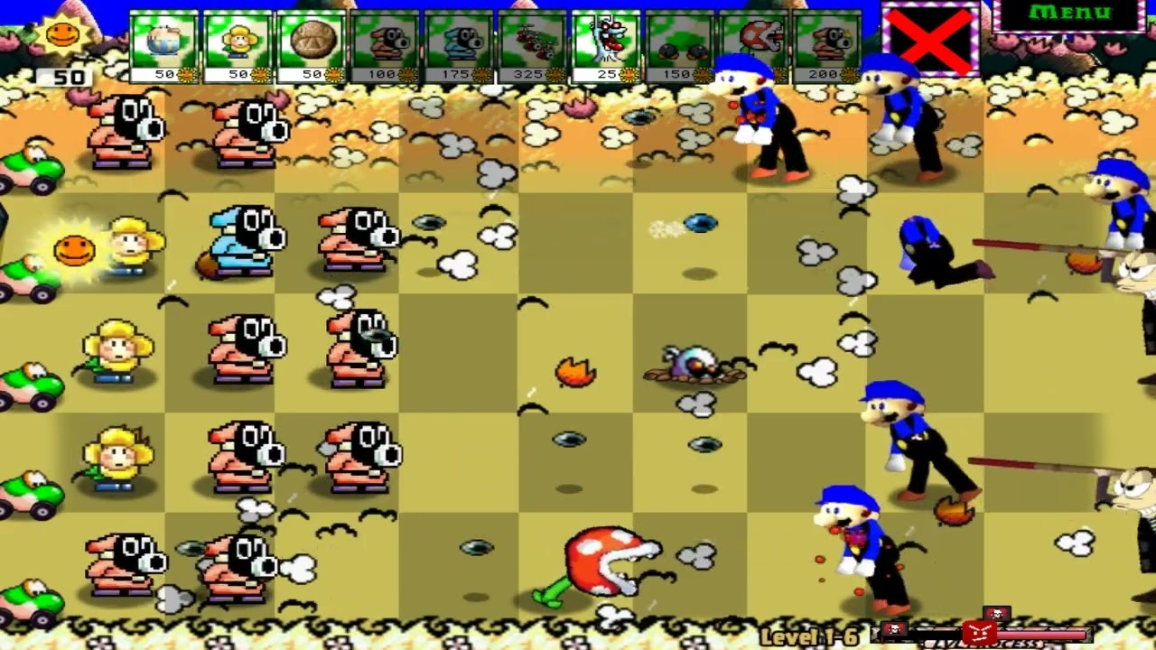Plants Vs Zombies Mod - Yoshi’s Island Vs YouTube Villains (Level 1-6)