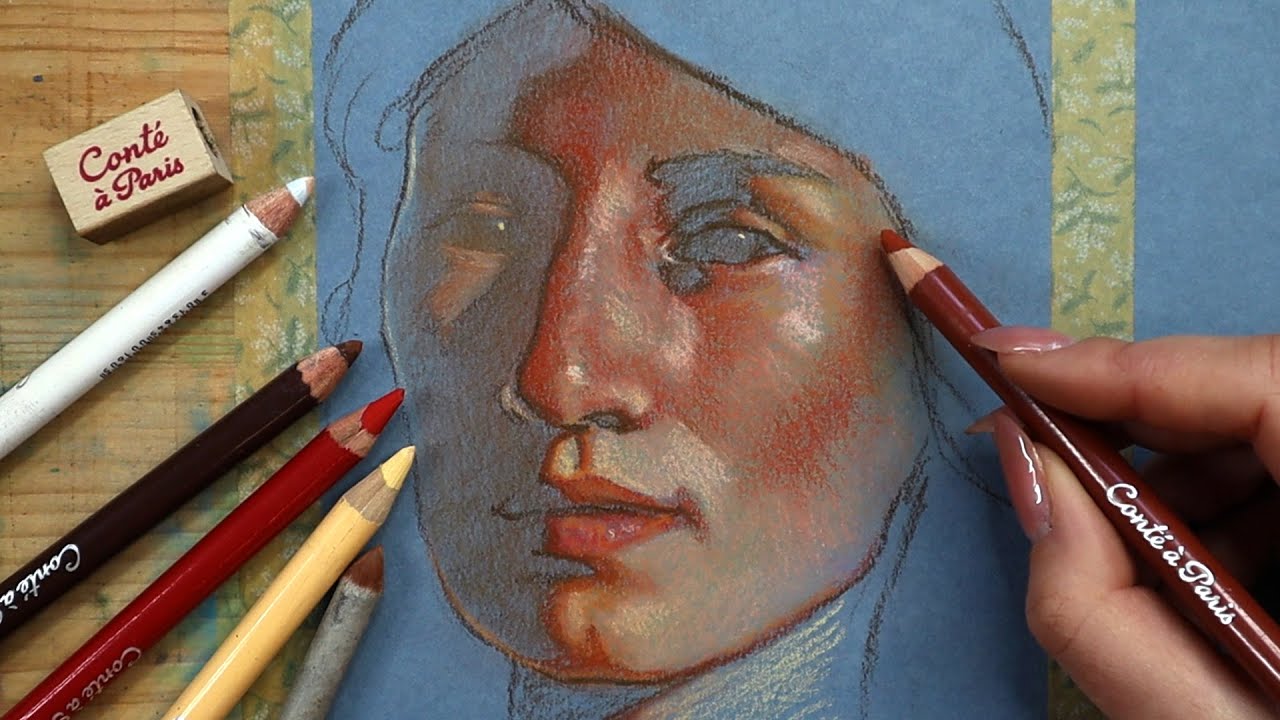 DISEGNARE UN RITRATTO E UN PAESAGGIO CON LE MATITE PASTELLO Contè a Paris! Tutorial disegno pastello