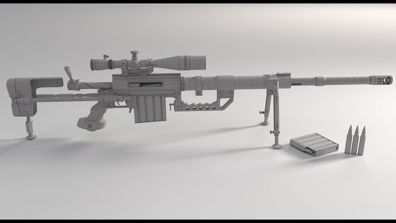 Shot and Reload scene - Cheytac M200 Intervention sniper - 3D model on Maya