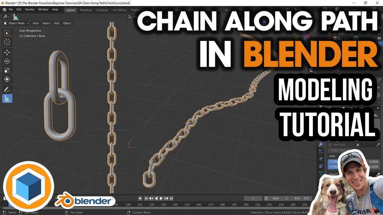 Modeling a CHAIN ALONG A PATH in Blender - Blender Modeling Exercises