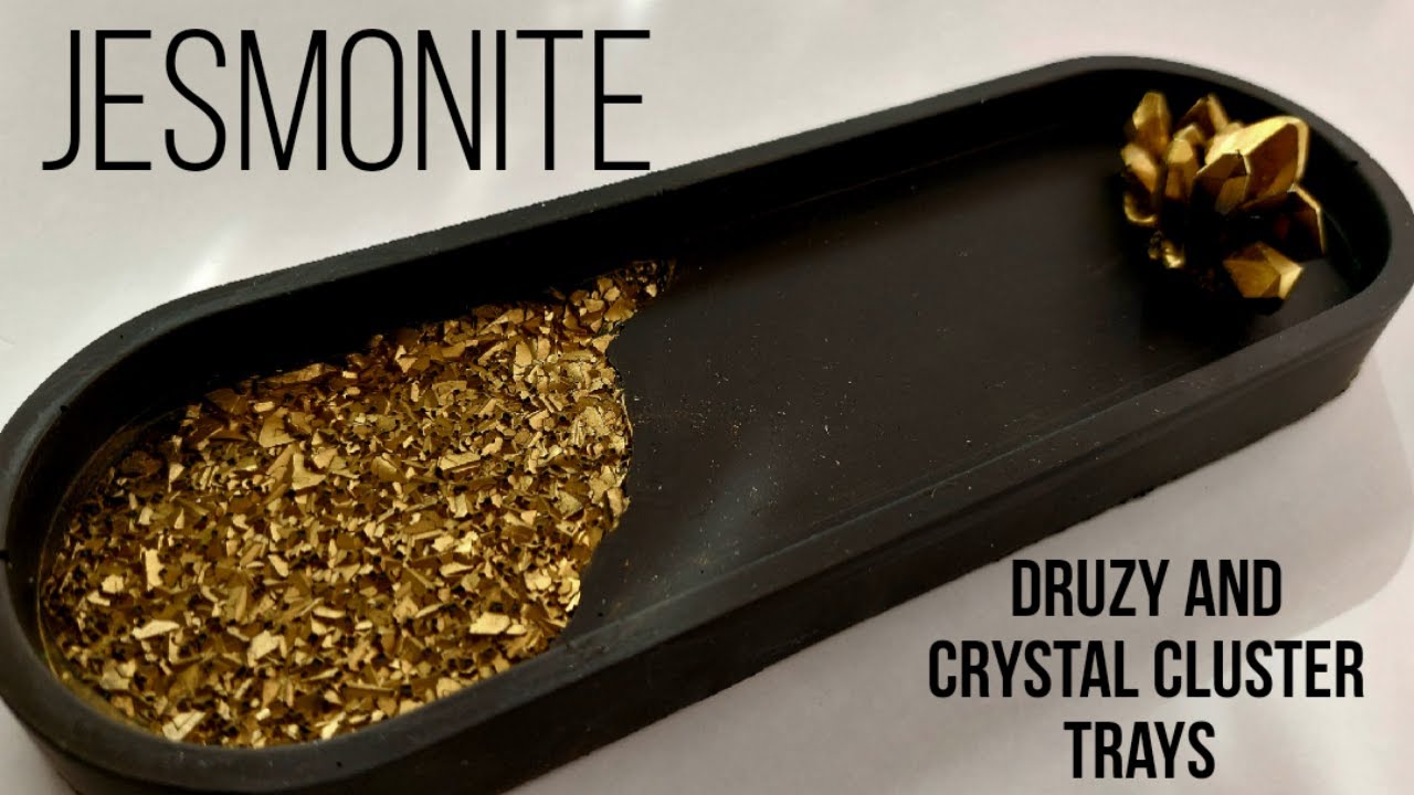Jesmonite with Druzy and Crystal Cluster Trays
