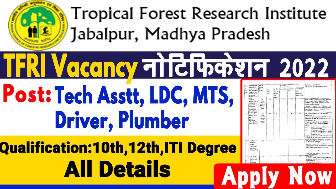 TFRI Online Form Kaise Bhare 2022 | TFRI Online Form 2022 | TFRI  Syllabus | Selection Process 2022