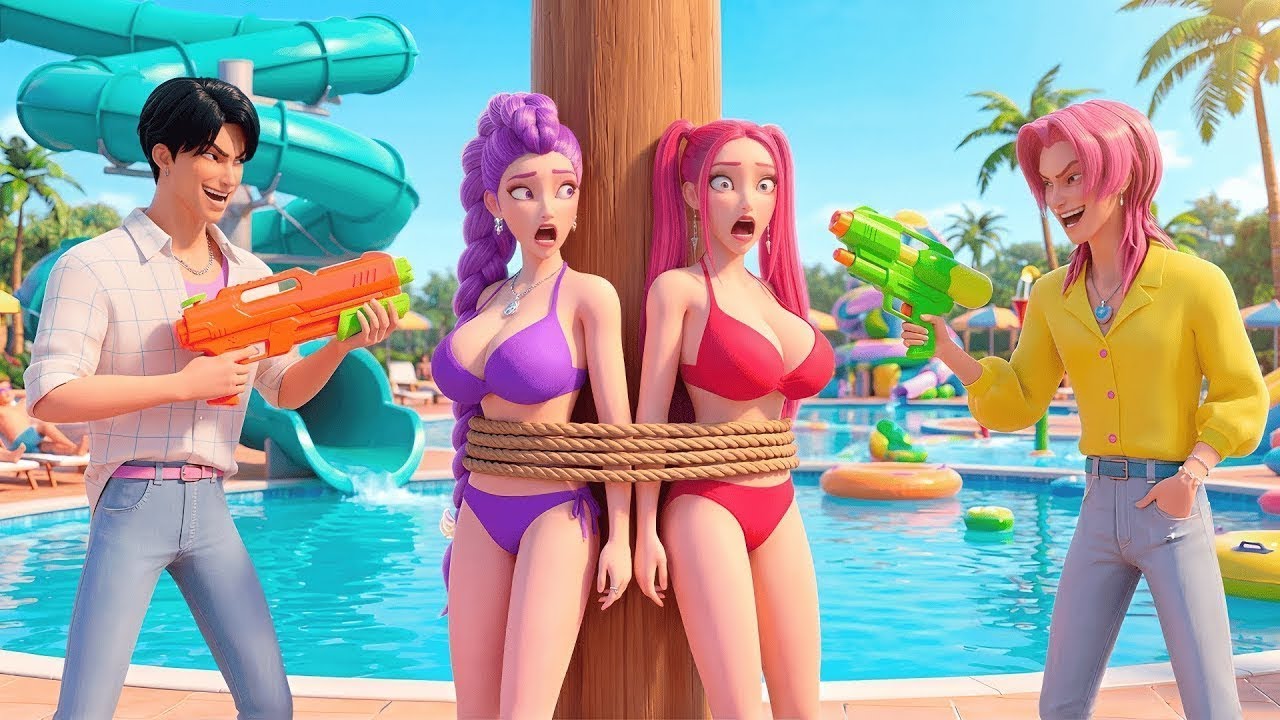Jinu & Romance PUNISHED! Mira & Zoey Trapped at the Water Park 🔫😱 | KPOP Demon Hunters