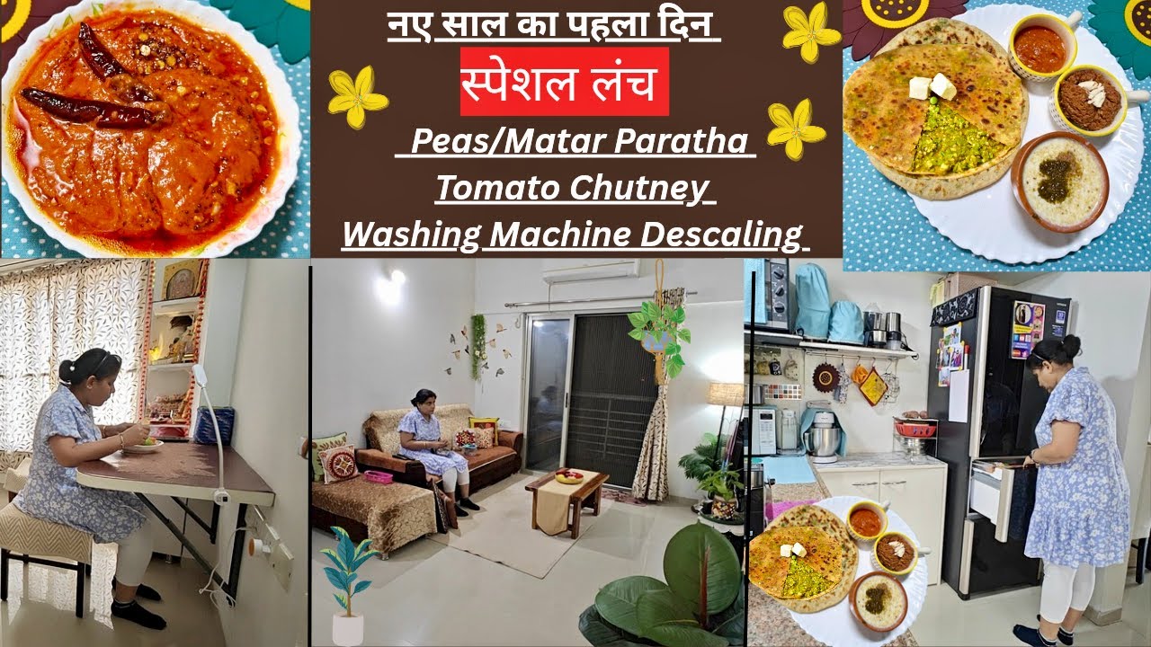 New Year 2026 Morning Routine | Peas/ Matar Paratha, Tomato chutney | How to descale Washing machine