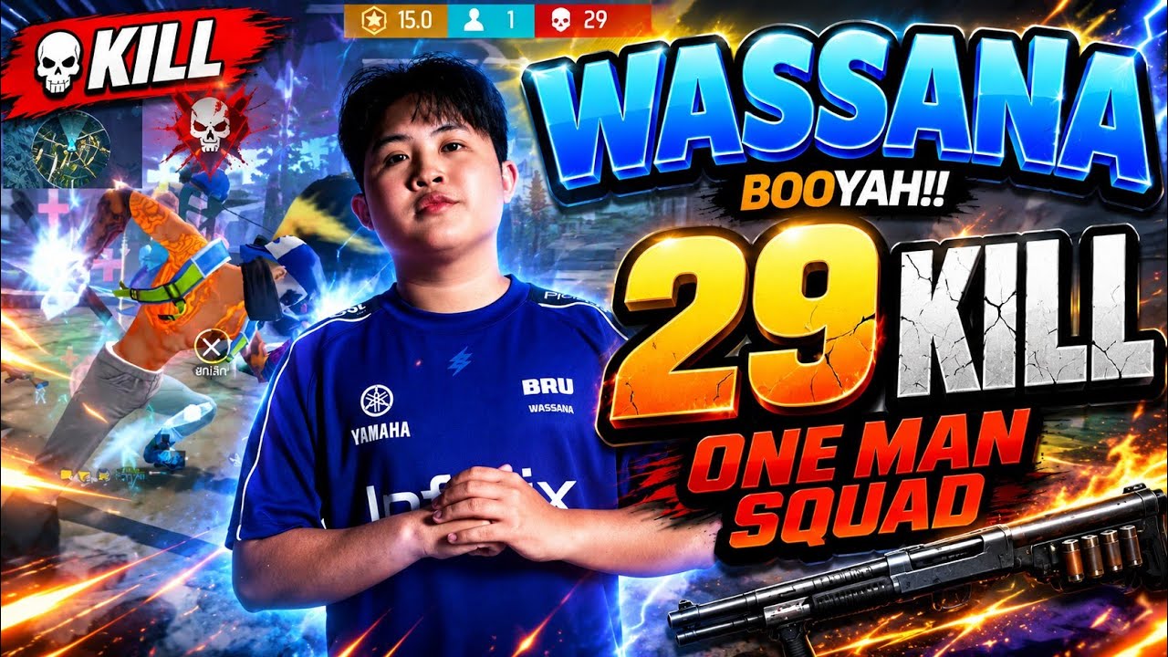 BRU.WASSANA ONE MAN SQUAD RANKED 29 ELIMS | FREEFIRE 