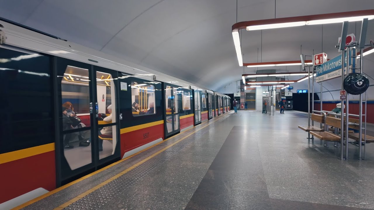 Poland, Warsaw, Metro ride from Pole Mokotowskie to Racławicka