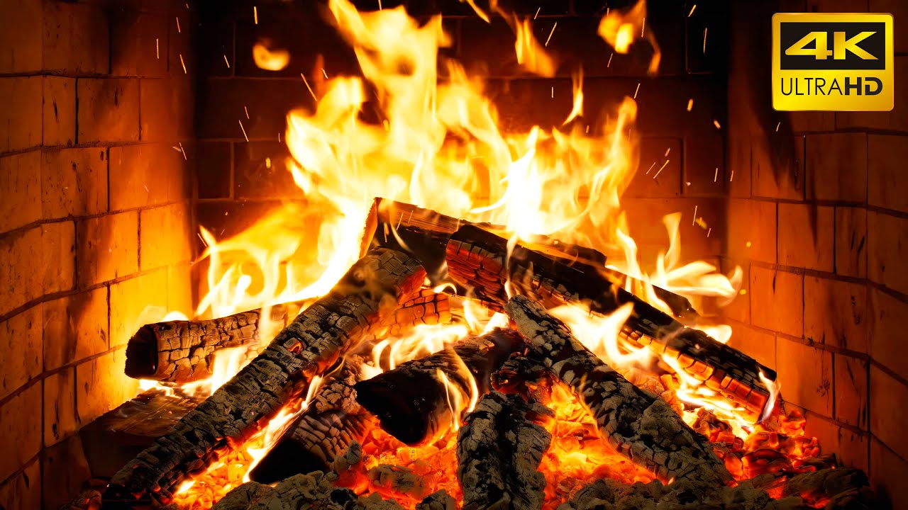 🔥 Камин с живым пламенем и треском дров, 12 часов для сна и релаксации (Fireplace 4K)