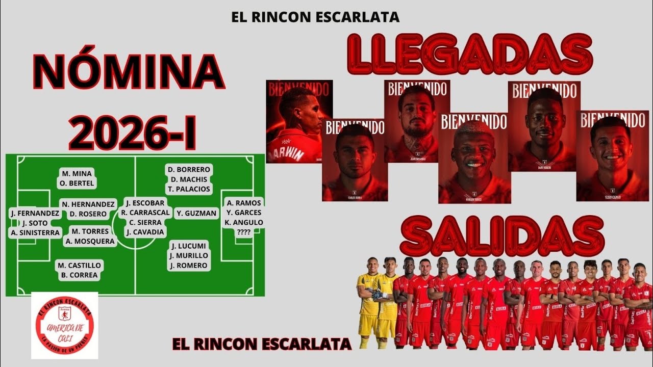 N&oacute;mina de Am&eacute;rica de Cali 2026-I. Salidas- Llegadas &iquest;Tiene Nomina Am&eacute;rica para salir Campe&oacute;n?👹