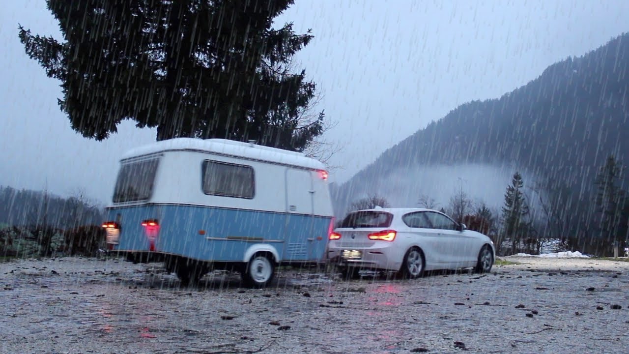 Rainy Day Camping in a Small Caravan | Relaxing Camp | Cooking Tasty Meals