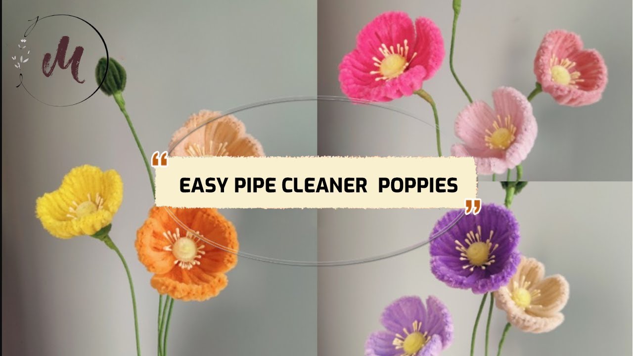 How to make pipe cleaner Poppies_Cách làm hoa anh túc từ kẽm nhung