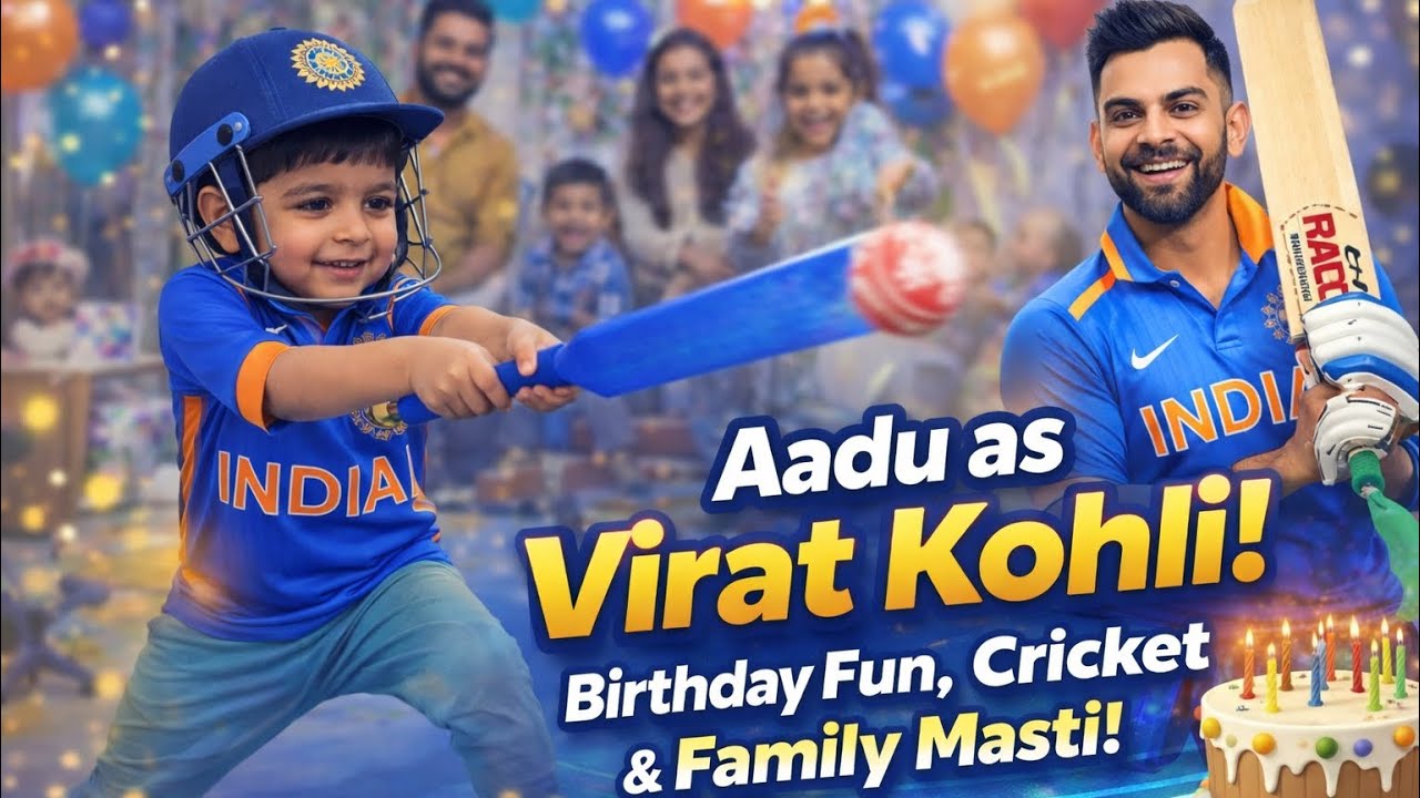 “Aadu as Virat Kohli: Birthday Fun, Cricket & Family Masti!”