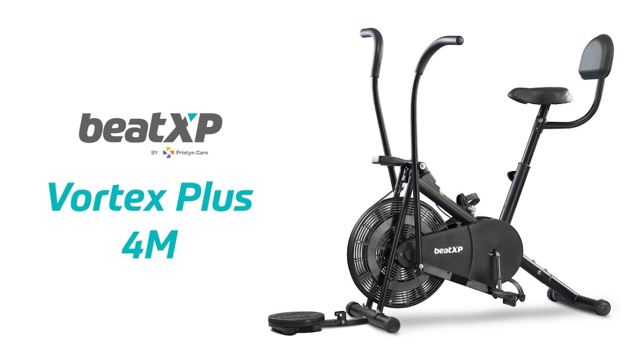 4M Air Bike Exercise Cycle With Back Support & Tummy Twister by beatXP | Black