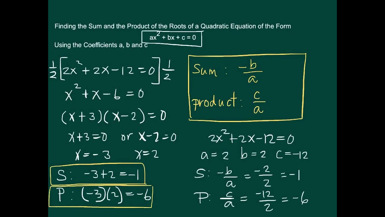 Finding the Sum and the Product of the Roots of a Quadratic Equation