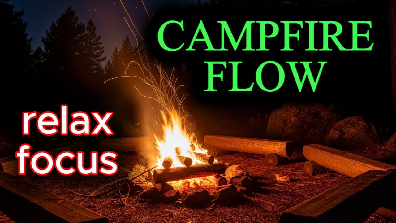 Cozy Campfire Ambience | Piano & Acoustic Guitars (64 BPM) — Focus, Relax & Flow State