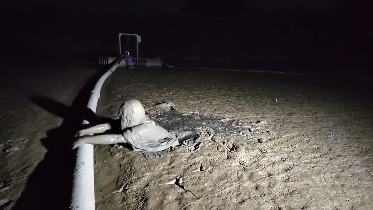 Japanese Girl Bathing and Totally Completely Covered in Very Thick Creamy Mud