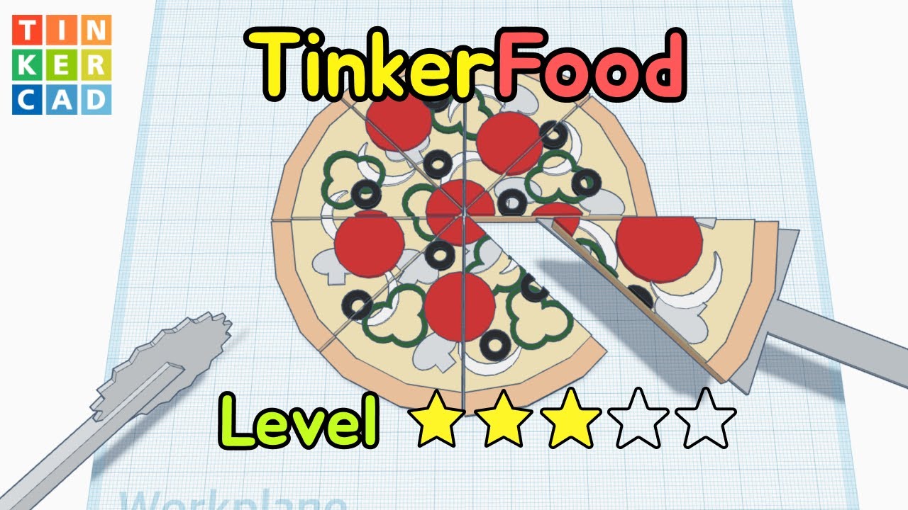 123)  Pizza Pizza - Tinkerfood | How to 3D modeling with Tinkercad