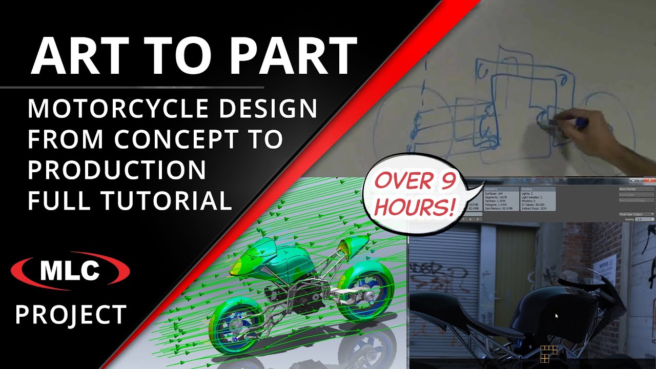 FULL 9 HOUR Motorcycle Design Project - Art to Part - SOLIDWORKS + Mastercam - MLC Vintage