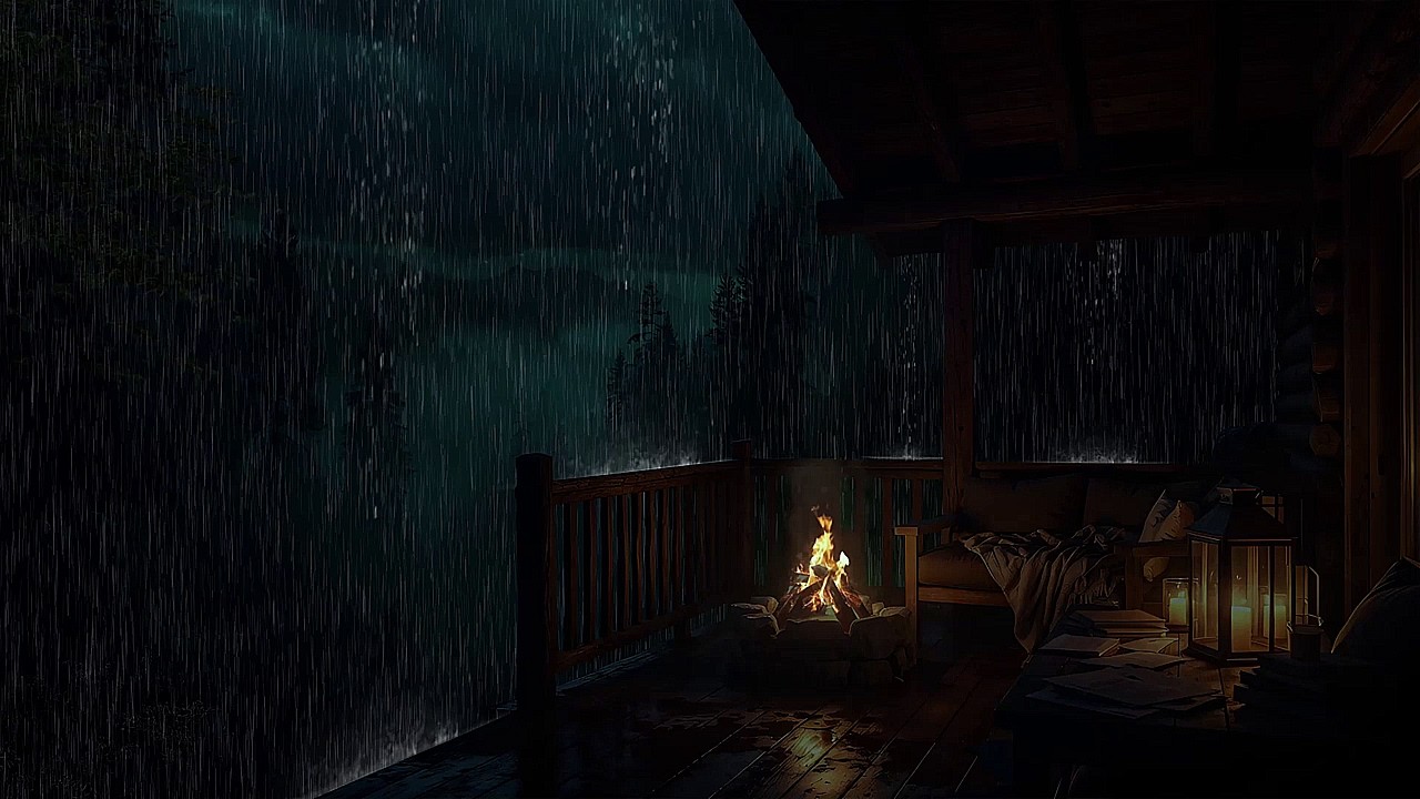 Serene Cabin Rain in the Deep Forest with a Cozy Fireplace for Restful Sleep