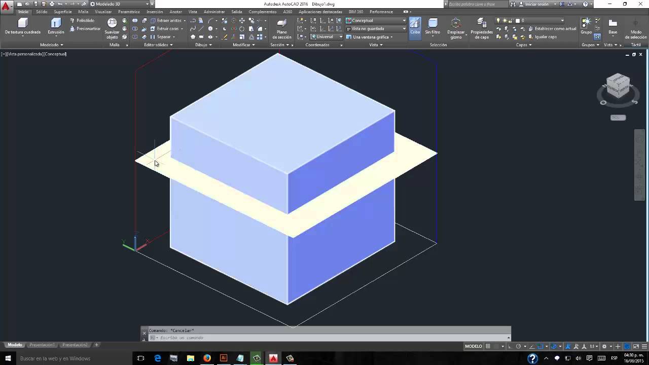 Tutorial - Autocad básico 7 (Corte de sólidos)