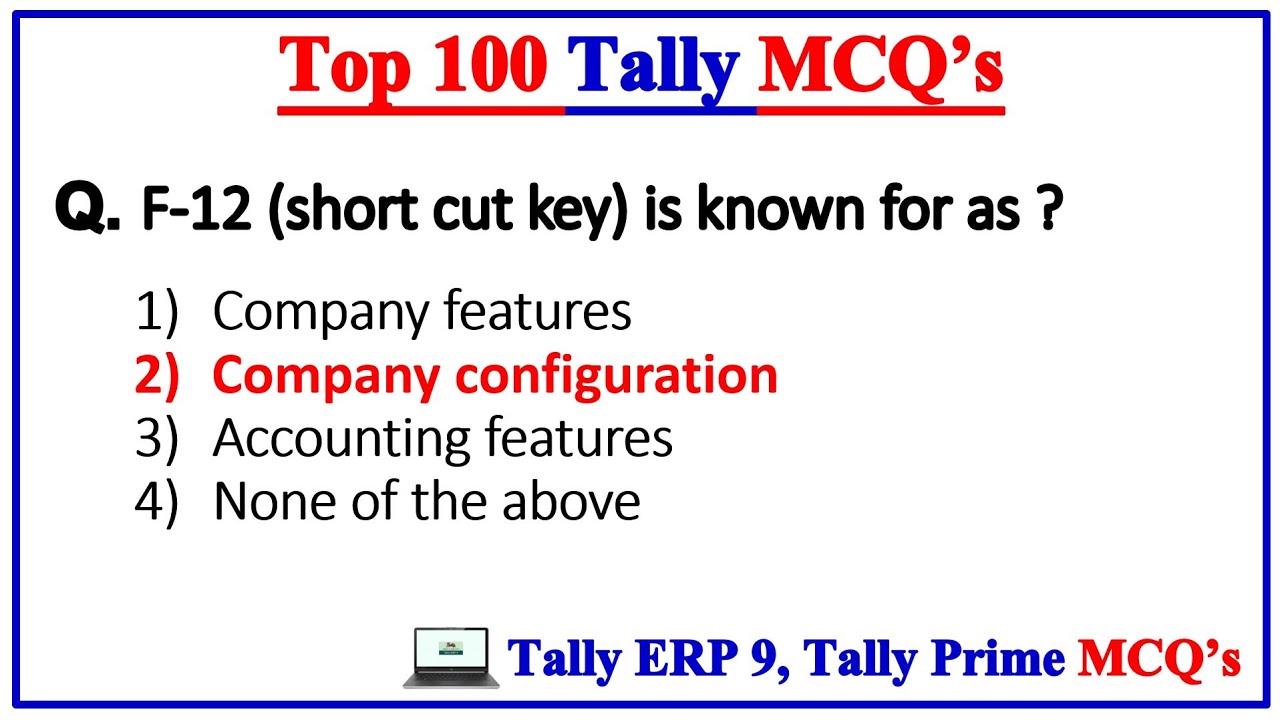 Tally MCQ | Top 100 Tally Mcq Questions and Answers | Accounts MCQ 