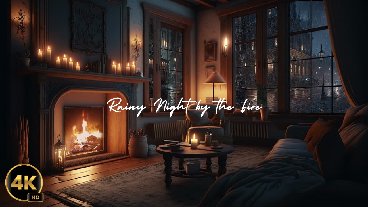 10 HRS ⛈️ Cozy Cabin Storm Night Rain, Thunder & Fireplace Sounds for Sleep and Stress Relief