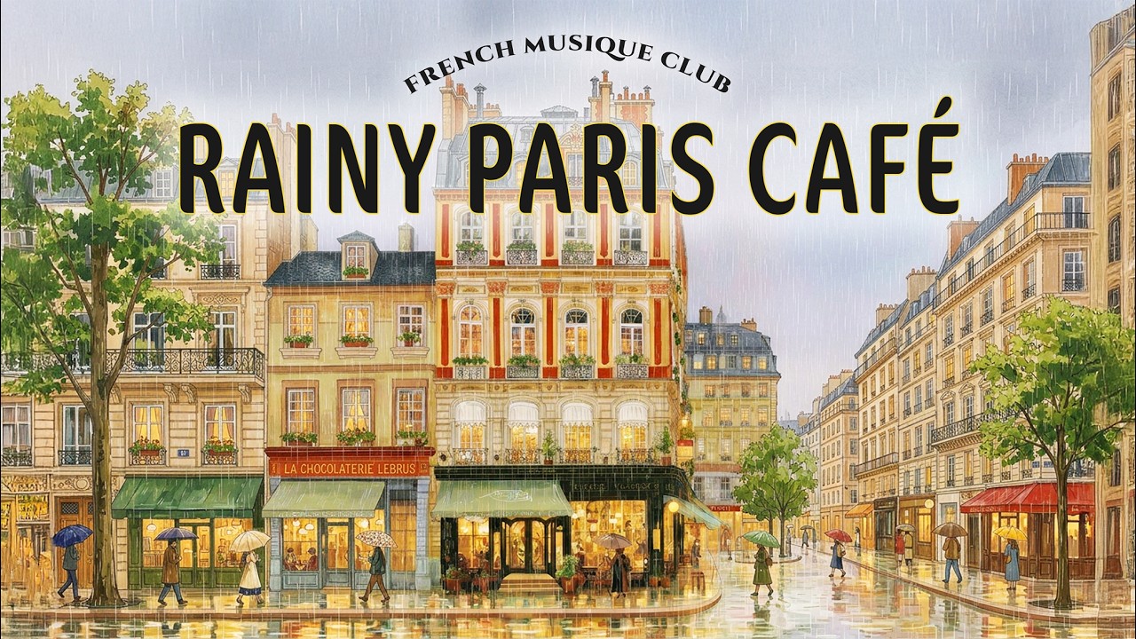 𝐑𝐀𝐈𝐍𝐘 𝐏𝐀𝐑𝐈𝐒 𝐂𝐀𝐅𝐄  ☔ Relaxing French Instrumental Music — Cozy Coffee Shop Playlist | Piano & Guitar