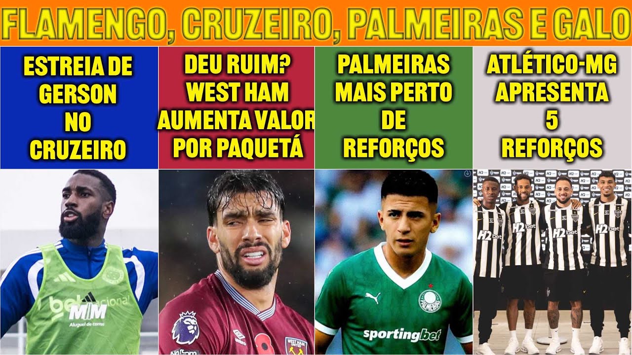 DEU RUIM PRO FLAMENGO COM PAQUETÁ? PALMEIRAS MAIS PERTO DE REFORÇOS | ESTREIA DE GERSON NO CRUZEIRO