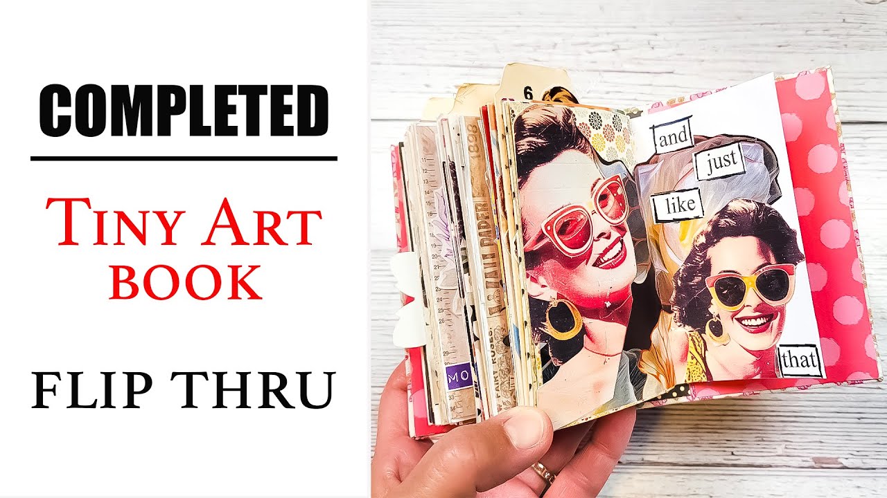 NO TALKING Art Book Flip Thru - Completed Tiny Collage Art Journal Flip Thru - Collaging/Collage
