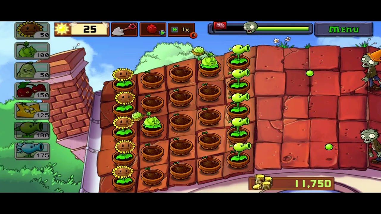 Plants vs Zombies Roof level 1 