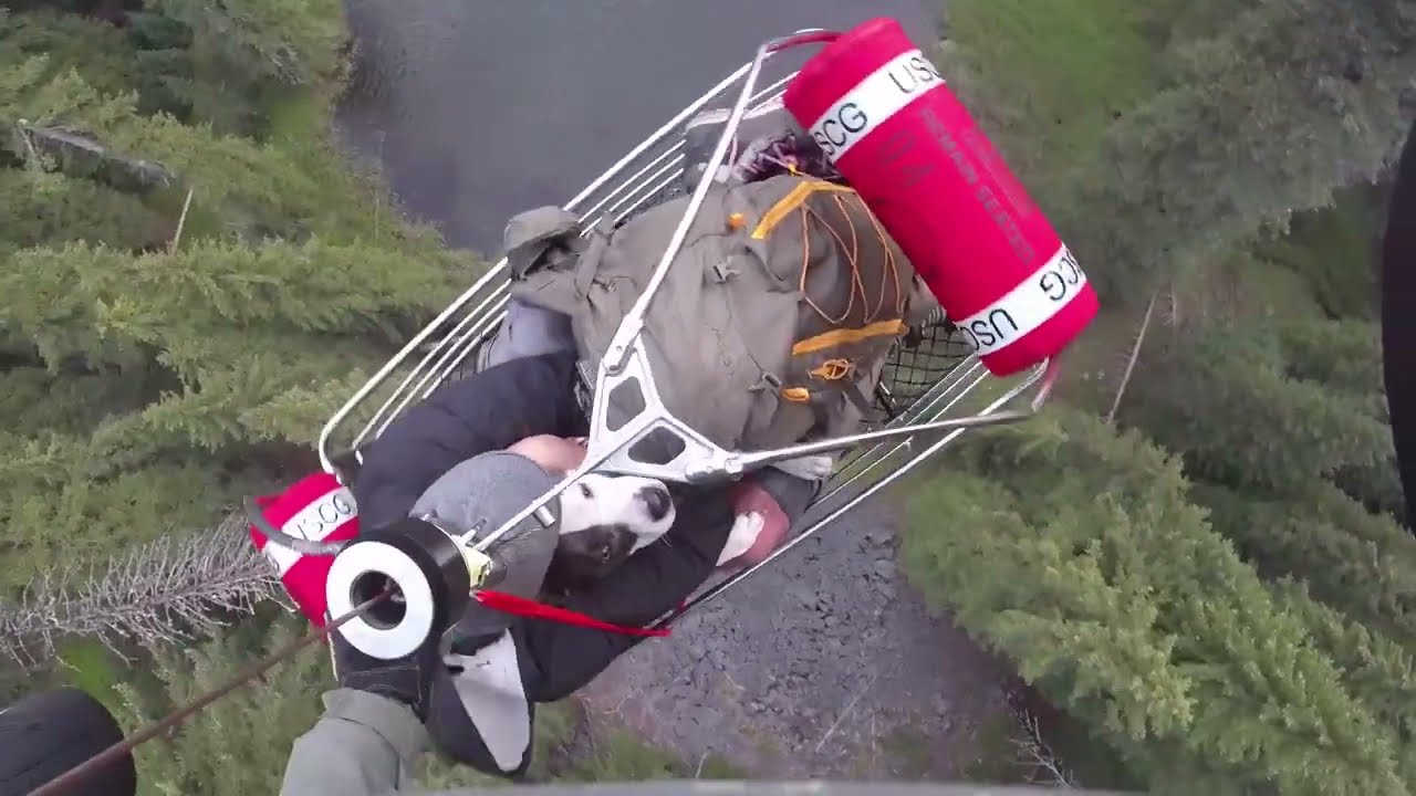 Coast Guard MH-60 Jayhawk Helicopter Rescues Hikers and Dog in Oregon