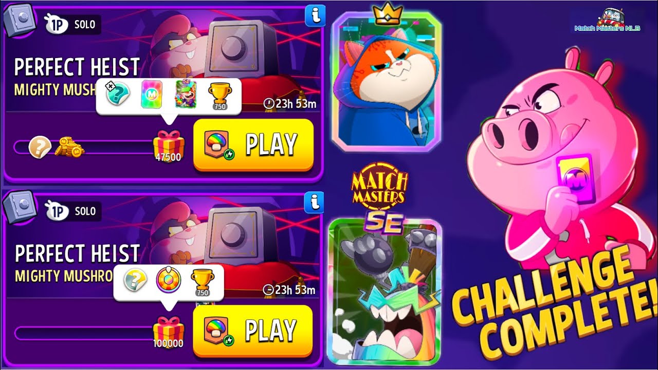 2 SOLO Perfect Heist Mighty Mushrooms 47,500 and 100,000 Score Match Masters