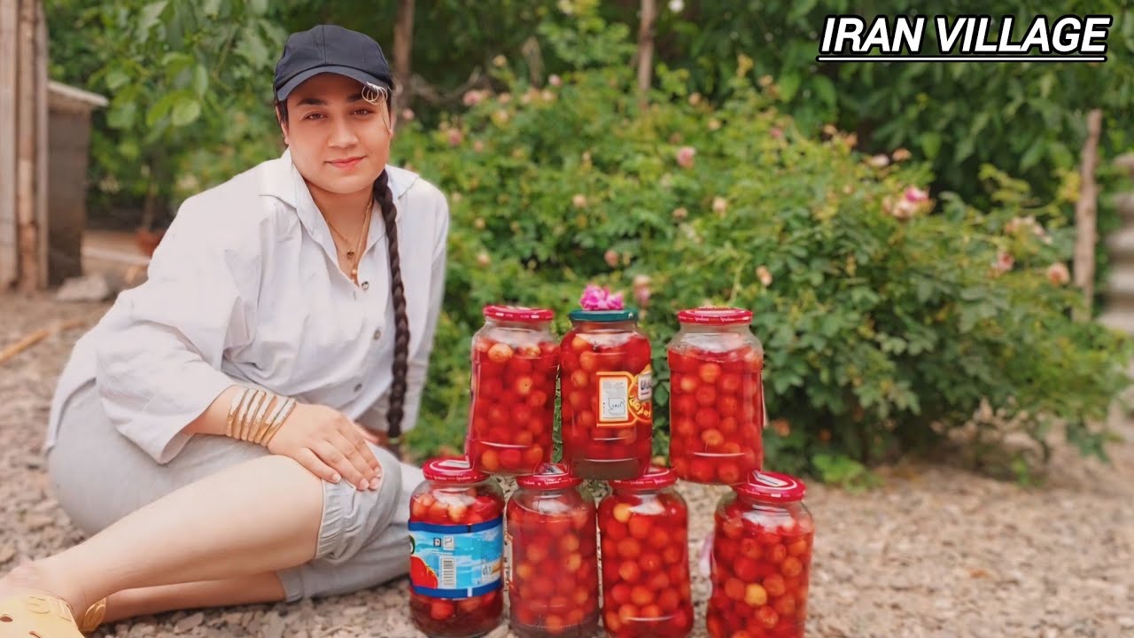 Routine Rural Life in a Village in Northern Iran &hearts;️🔥Making Cherry Compote In village #villagelife