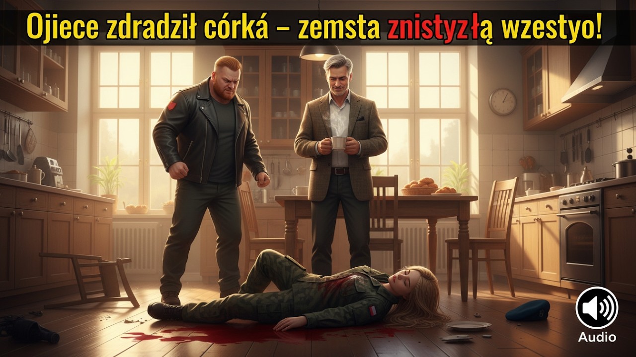 Ojciec stał z uśmiechem, patrząc jak ojczym bije córkę w rodzinnej kuchni – ona wróciła jako...