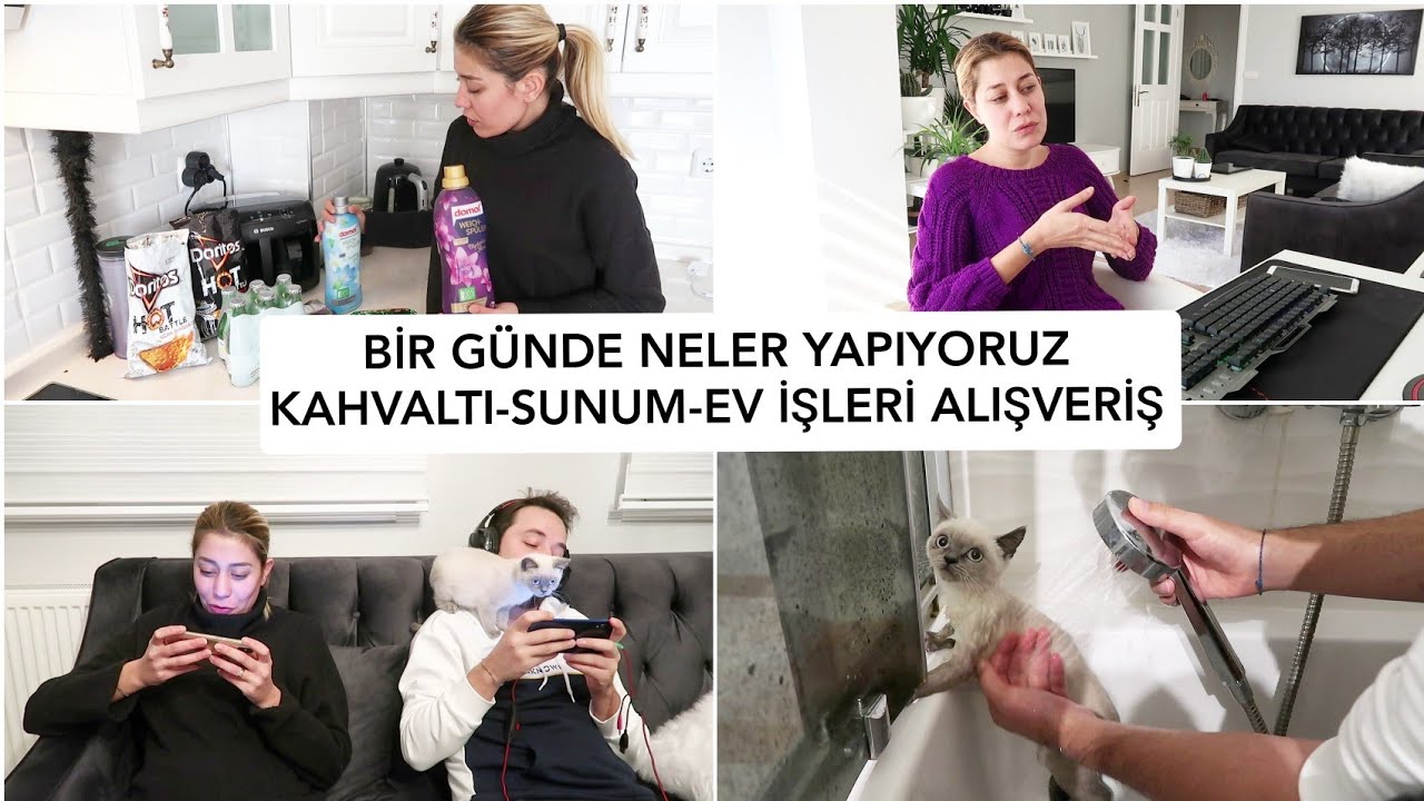BİR GÜNÜMÜZ NASIL GEÇİYOR NELER YAPIYORUZ⁉️ALIŞVERİŞ-SUNUM-SPOR🎉KEDİMİZİ YIKADIK😱