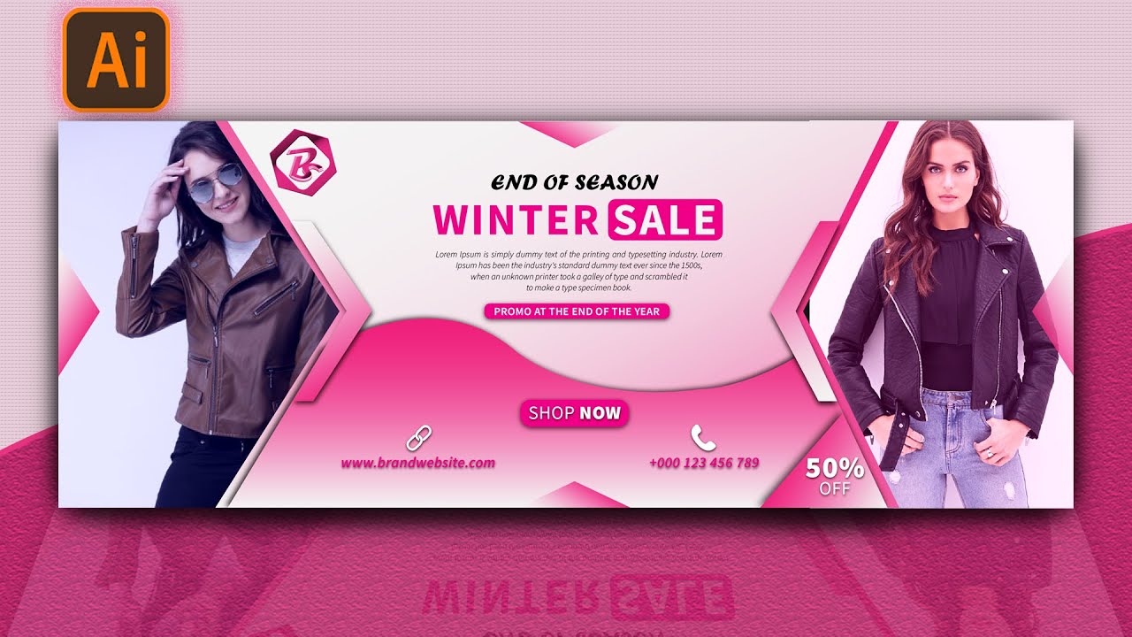 Winter Sale Clothing Facebook Cover Page Design In Illustrator | Facebook Cover Design - Illustrator