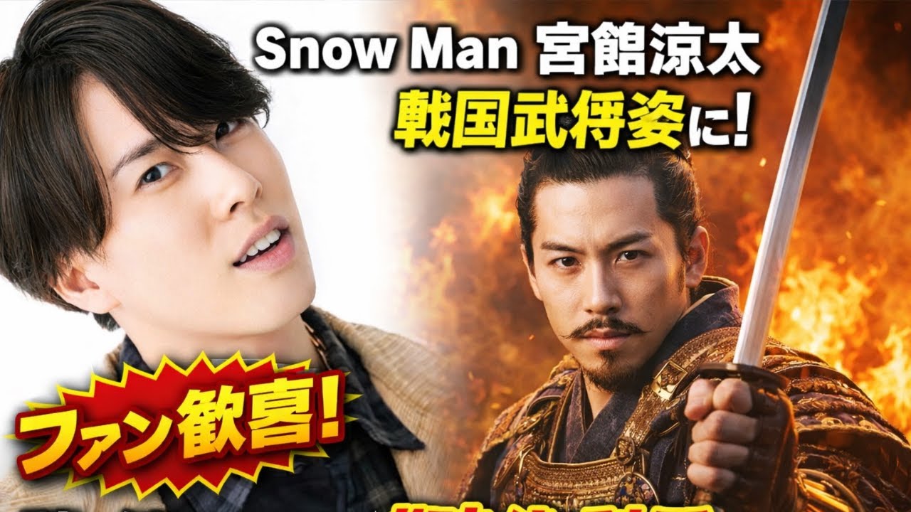 「Snow Man 宮舘涼太 戦国映画デビュー！髷＆髭ビジュアルにファン歓喜｜時代劇愛全開」