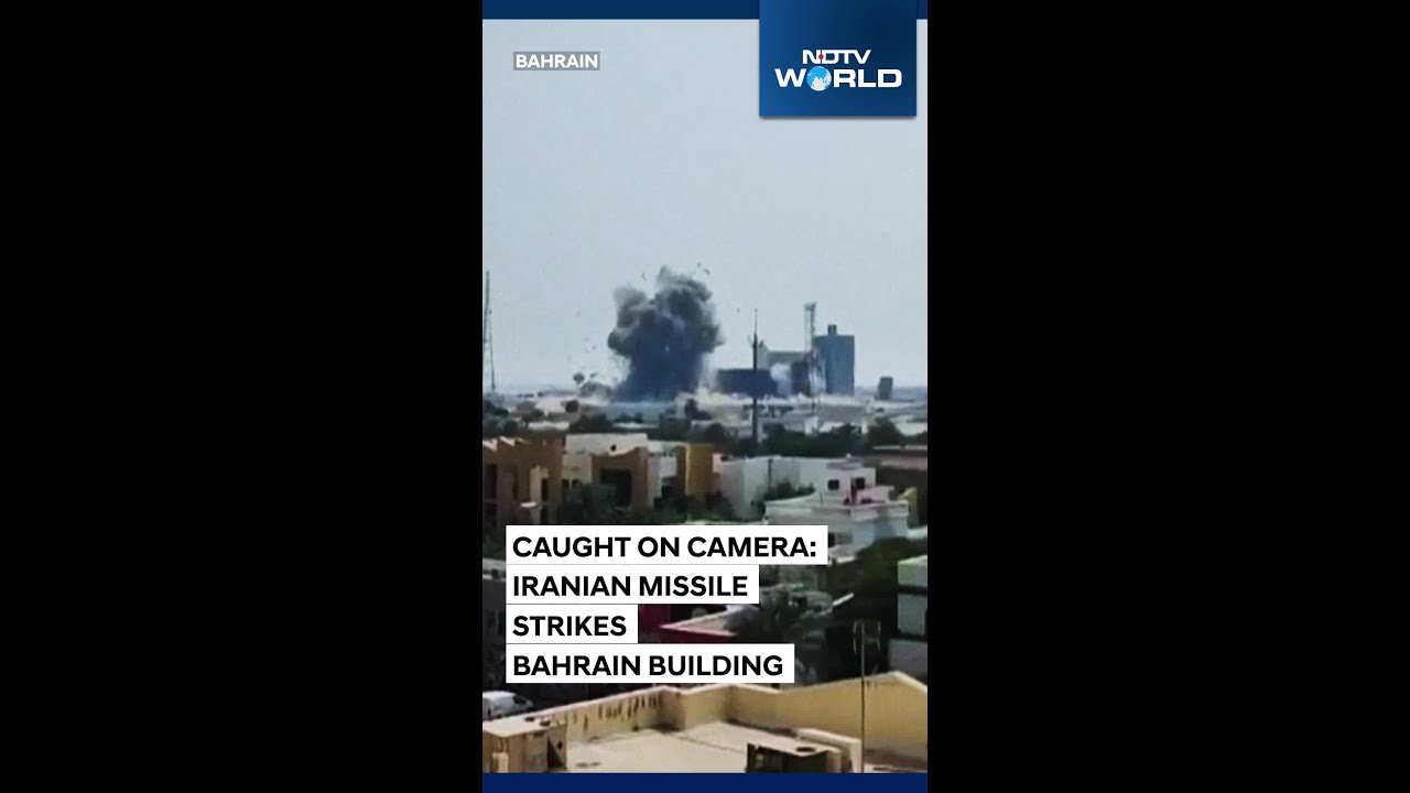 Bahrain Attack | Moment Iranian Missile Strikes Bahrain Building, Video Shows Large Plumes Of Smoke
