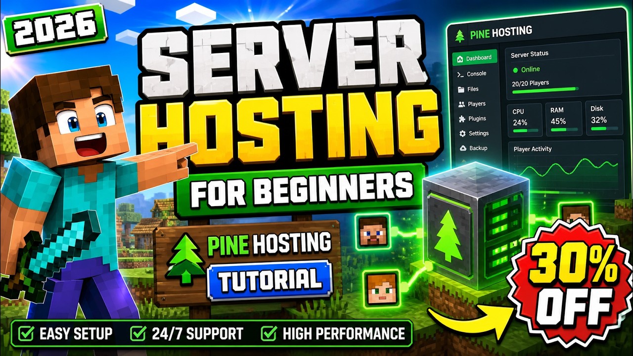 Minecraft Server Hosting Explained for Beginners 2026 | Pine Hosting Tutorial + 30% Off