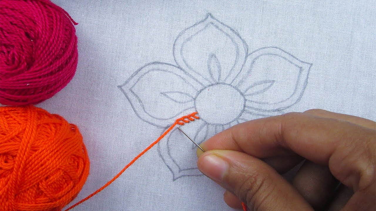 Hand Embroidery, Button Hole Stitch Flower, Easy Flower Embroidery