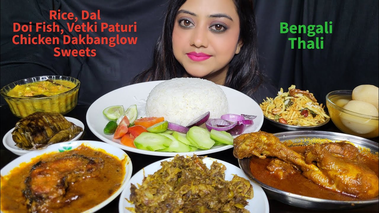 ASMR EATING Rice, Dal, Chicken Dakbanglow,  Doi katla, Chips, Badhakopi, Sweets | Mukbang | Big Bite