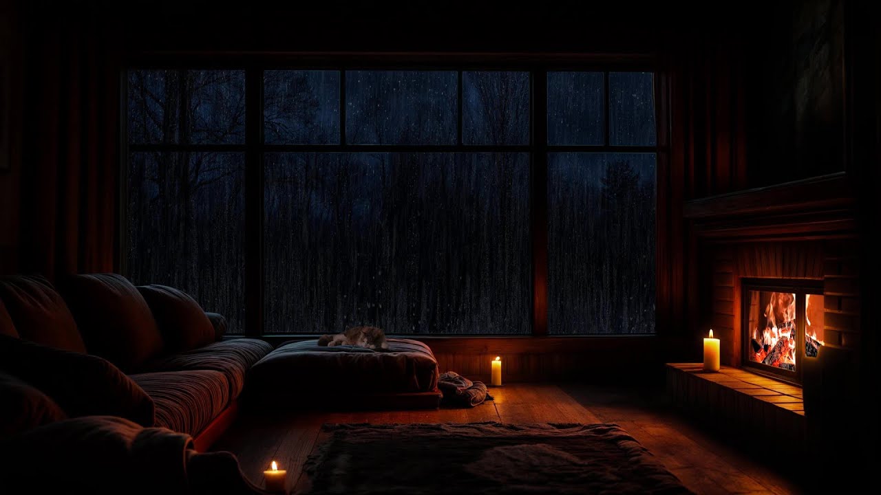 Heavy Rain by the Window | Cozy Reading Nook, Warm Blankets | Rain Sounds for Sleeping