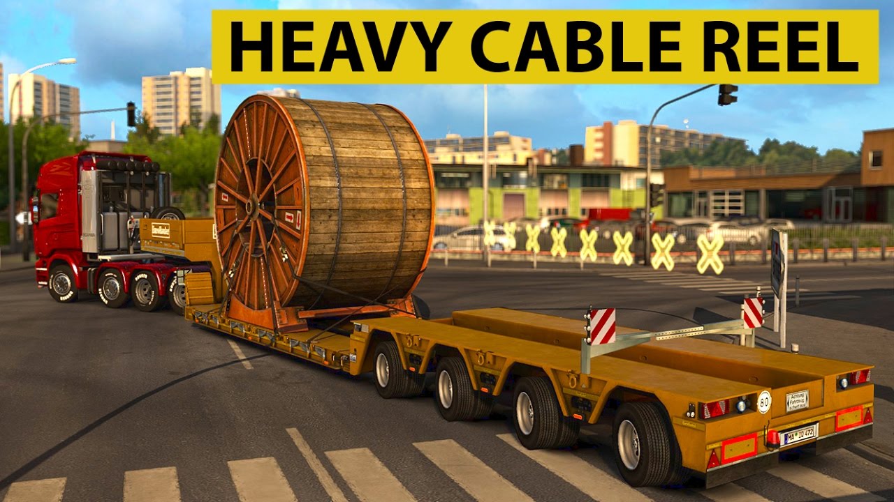 Euro Truck Simulator 2 - Heavy Cargo DLC Industrial Cable Reel Gets delivered