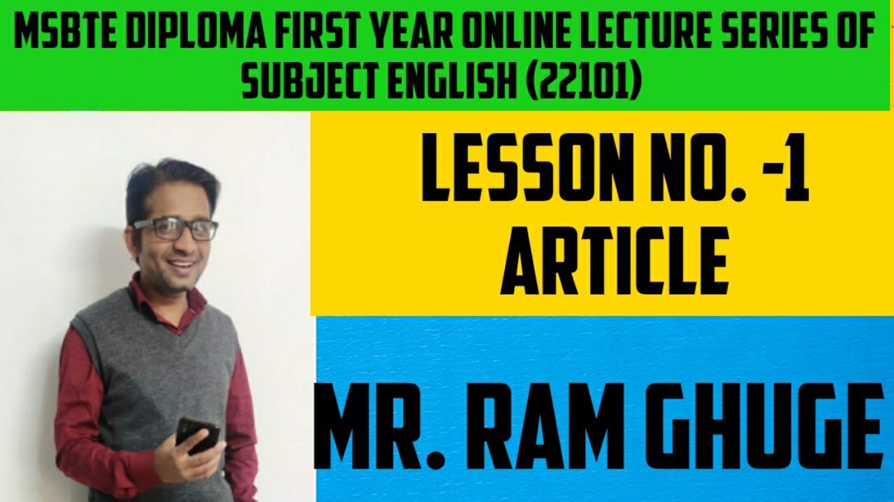MSBTE DIPLOMA FIRST YEAR ONLINE ENGLISH LECTURE SERIES (SUBJECT CODE - 22101)