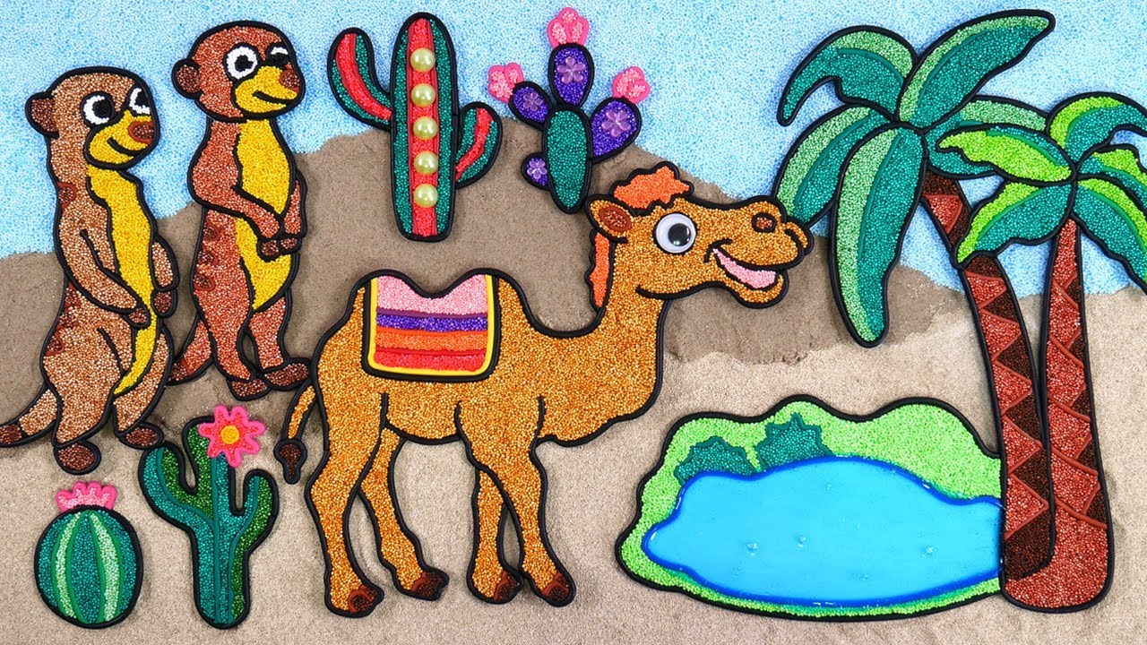Cara Menggambar Dan Mewarnai Unta Pelangi Dan Camel Warna Warni dan Cactus untuk Anak-anak