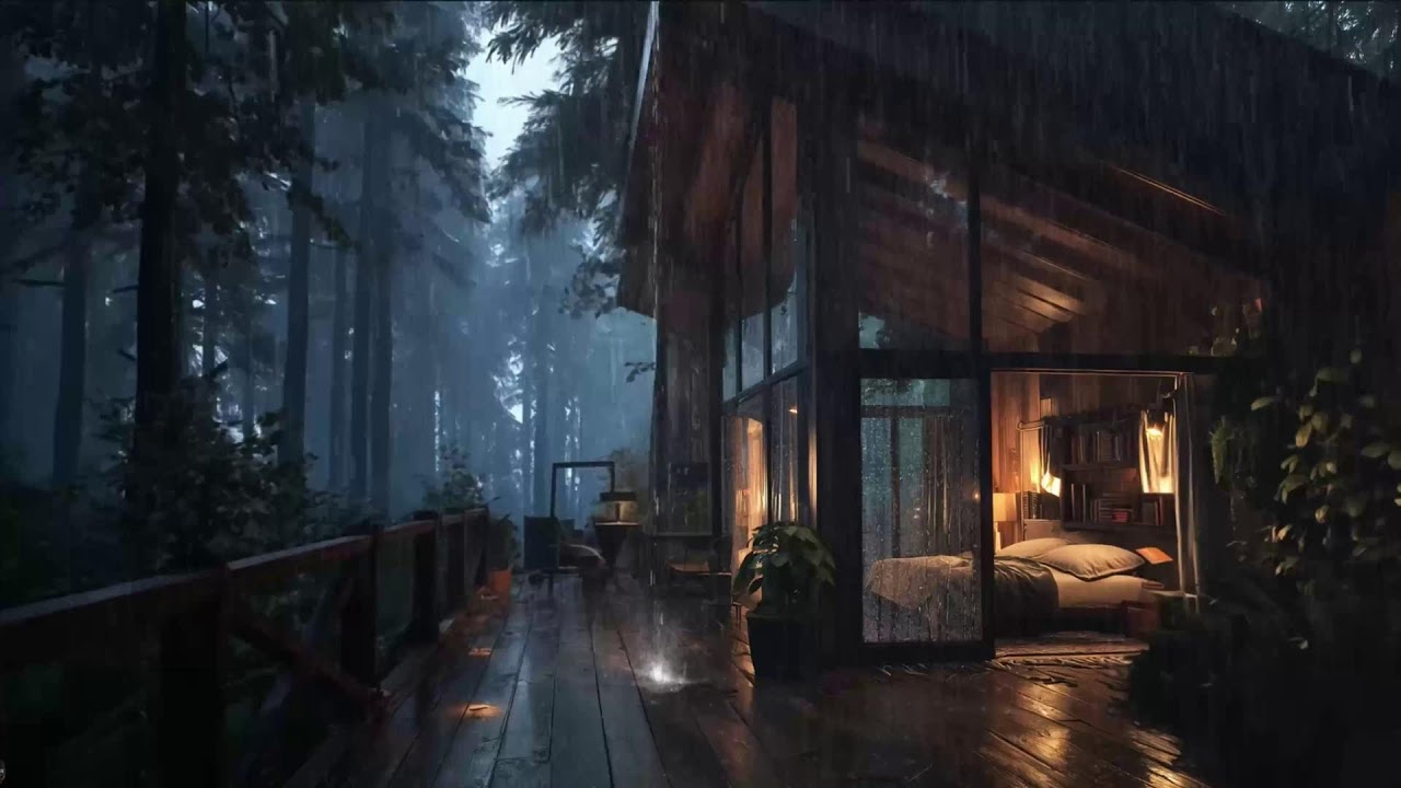 Night Jazz in a Rainy Forest 🌙 Relaxing Rain & Smooth Jazz