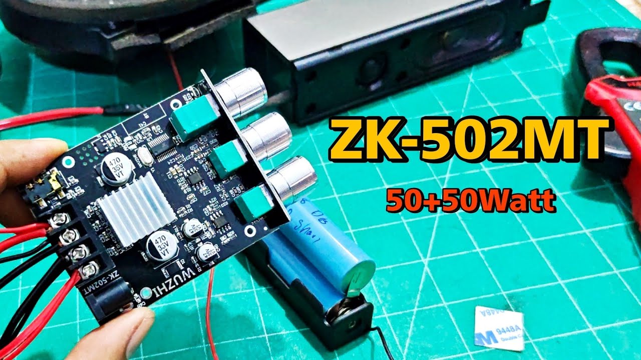 แอมป์จิ๋วสุดคุ้ม ZK 502MT ใช้ไฟจากแบต 18650 ก้อนเดียว ผ่าน Step Up 12V