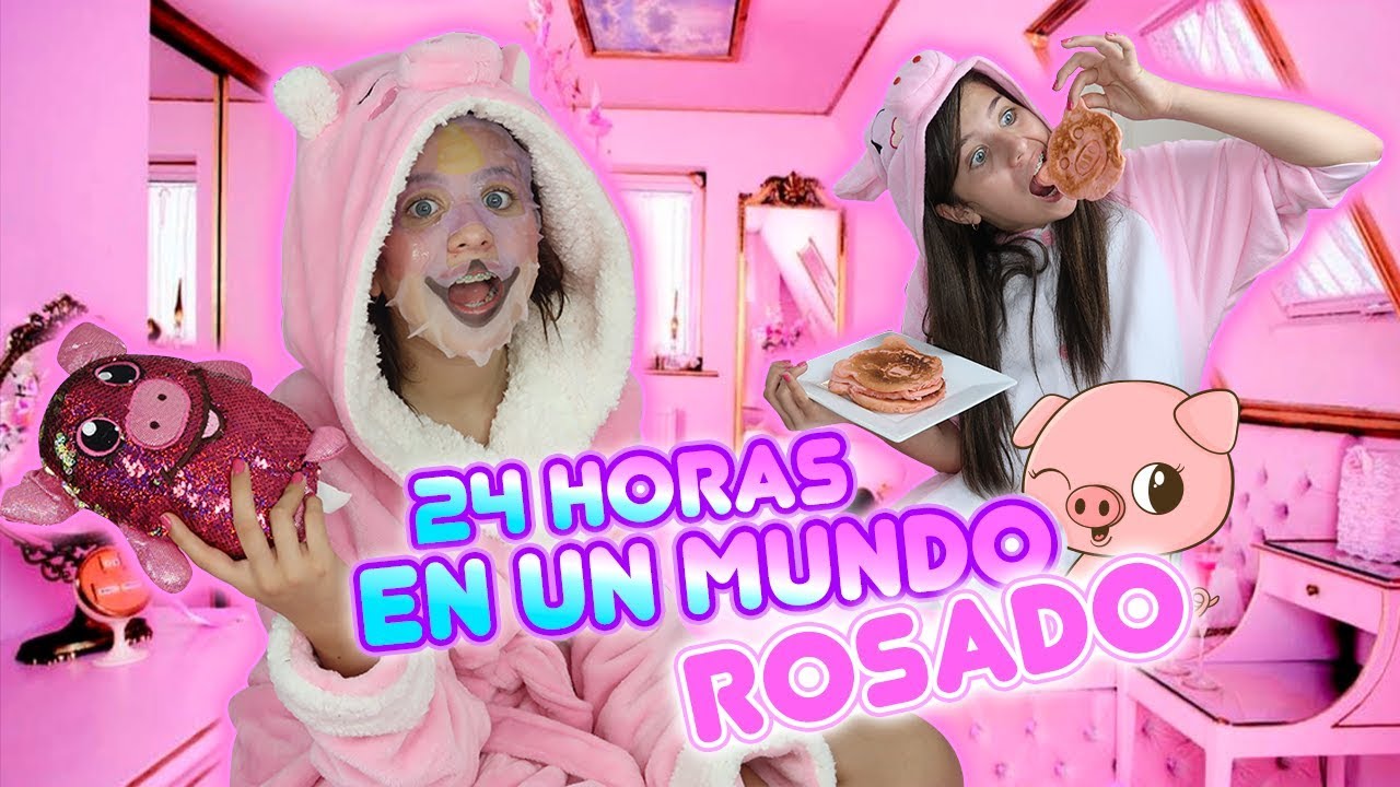 24 HORAS VIVIENDO EN UN MUNDO ROSADO! 😋🐽 | Leyla Star 💫