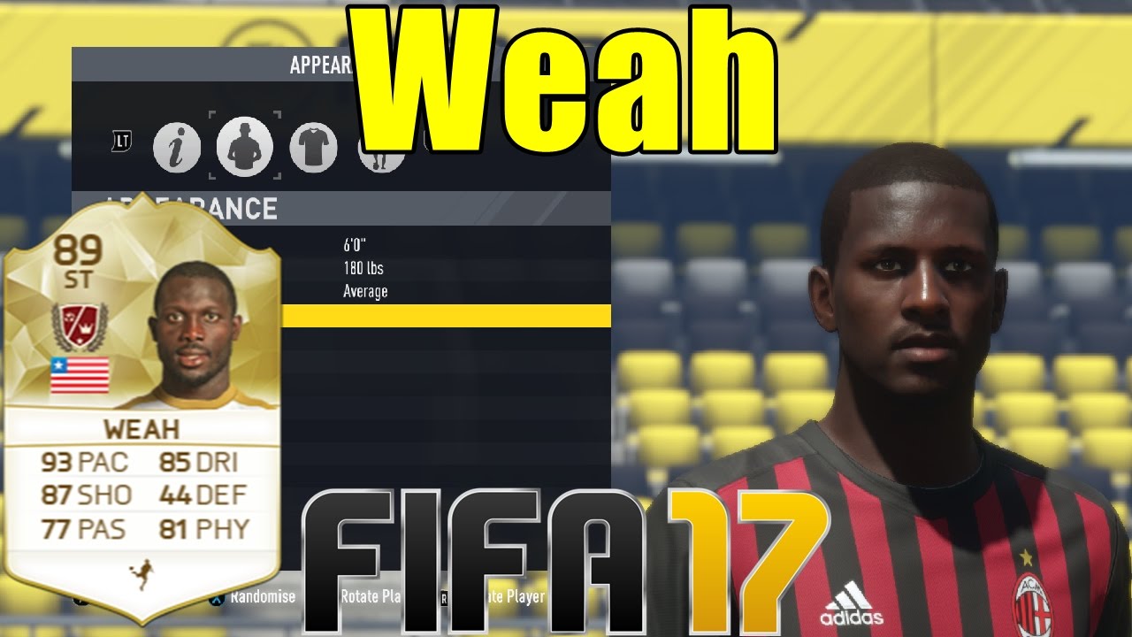 FIFA 17 - Weah - Virtual Pro Look A Like Tutorial ( with Stats )