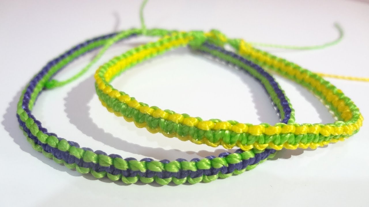 Pulseira macramê ponto clássico - duas cores
